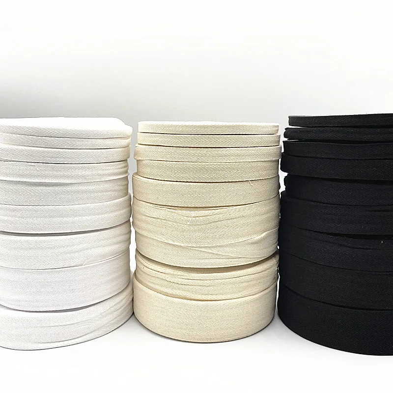 Description Picture 2 of item3yds 6-50mm Black White Webbing Herringbone Belt Clothing Accessories Handmade Diy Cotton Cloth Belt Edging Strip Bandage Ribbon