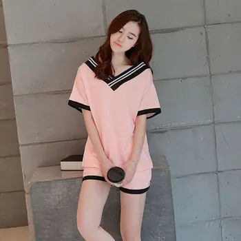 2Pcs Pink Sweet Women Pajamas Set Summer Sleepwears Set Casual Loose Home Suit Pajamas For Women Short SLeeve Oversized Pyjamas
2Pcs Pink Sweet Women Pajamas Set Summer Sleepwears Set Casual Loose Home Suit Pajamas For Women Short SLeeve Oversized Pyjamas