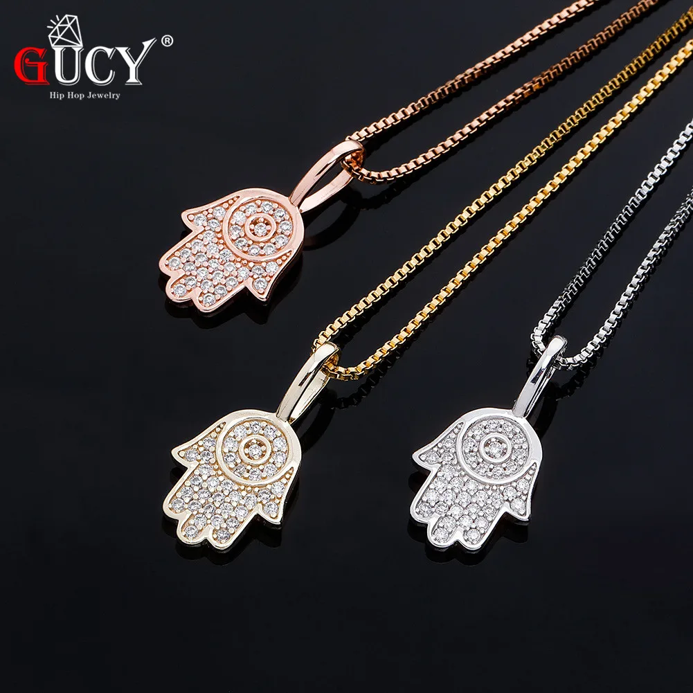 

GUCY 925 Sterling Silver Hand Pendant High Quality Iced Out Cubic Zirconia Hip Hop Fashion Delicate Jewelry For Gift