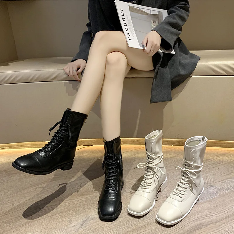 Martin Boots Women's Women's Chunky-Heel Semi-high Heeled Boots Martin 2019 Autumn England Lace-up Handsome Locomotive Martin Bo 
Martin Boots Women's Women's Chunky-Heel Semi-high Heeled Boots Martin 2019 Autumn England Lace-up Handsome Locomotive Martin Bo