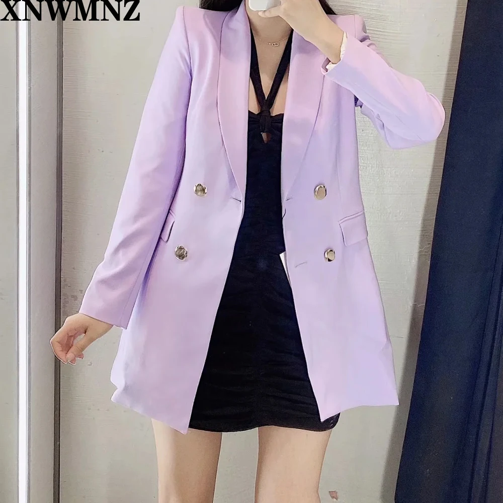 XNWMNZ Women Chic purple Blazer Double Breasted Long Sleeve Office Wear Coat Solid Female Casual Outerwear Tops za
XNWMNZ Women Chic purple Blazer Double Breasted Long Sleeve Office Wear Coat Solid Female Casual Outerwear Tops za