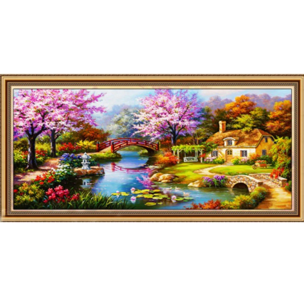 Diamond Painting Landscape Garden Dream House 5d Round Rhinestone Embroidery Mosaic Home Decoration Pattern Diy Handmade Gift | Дом и сад