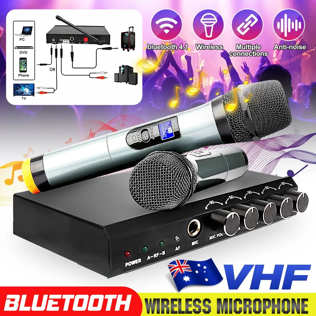 Bluetooth Microphone Wireless System VHF Dual Channels Handheld Micorphone Systems Portable Singing Mixer Karaoke Home KTV
Bluetooth Microphone Wireless System VHF Dual Channels Handheld Micorphone Systems Portable Singing Mixer Karaoke Home KTV