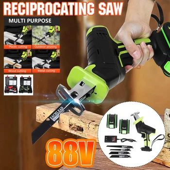 88V Cordless Reciprocating Saw +4 Saw blades Metal Cutting Wood Tool Portable Electric Saw Woodworking Cutters with 1/2 Battery
88V Cordless Reciprocating Saw +4 Saw blades Metal Cutting Wood Tool Portable Electric Saw Woodworking Cutters with 1/2 Battery
