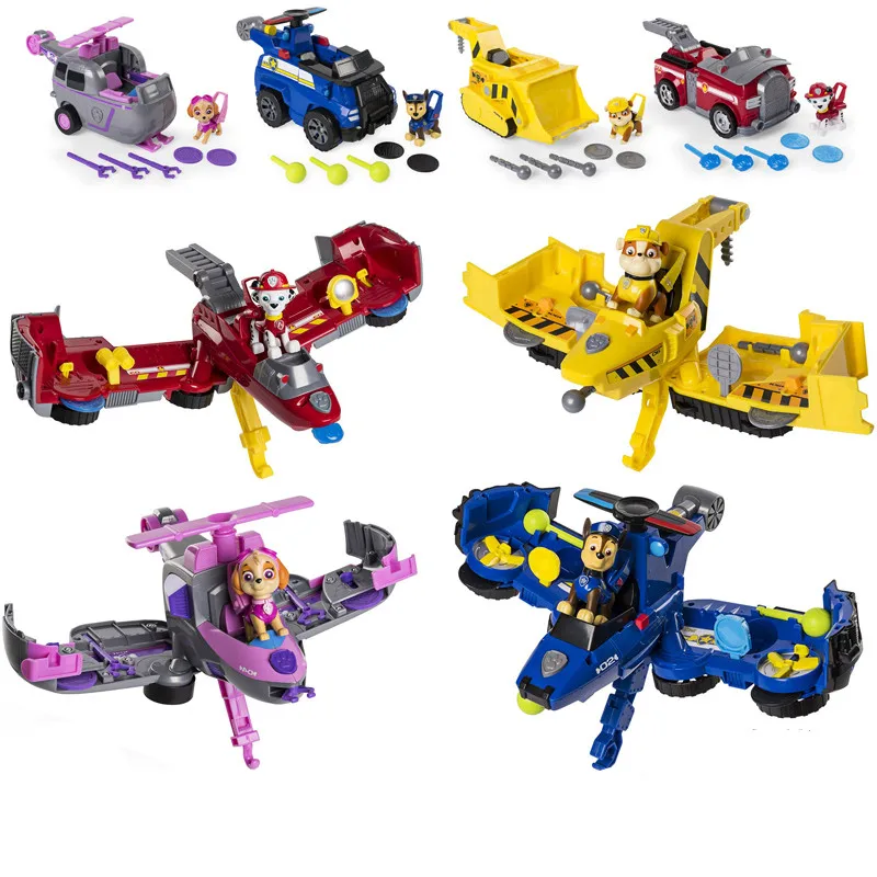 

Paw Patrol dog Patrol car Flip Fly Vehicle toys Can Have Fun With This 2-in-1 Vehicle Transforming From Bulldozer to a Jet Kids