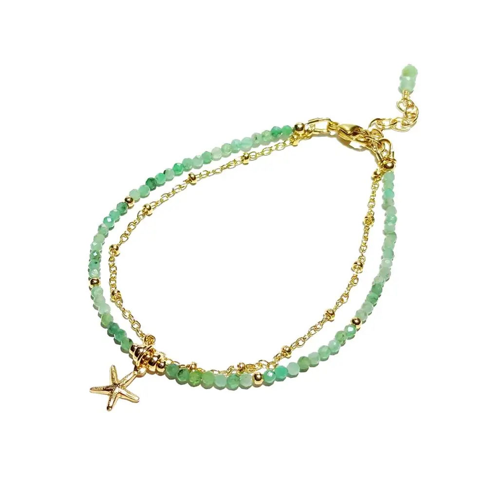Lii Ji Real Emerald Beaded American 14K Golf Filled 2 Row Chain Link Bracelet Natural Green Stone Starfish Charm Bracelett
Lii Ji Real Emerald Beaded American 14K Golf Filled 2 Row Chain Link Bracelet Natural Green Stone Starfish Charm Bracelett