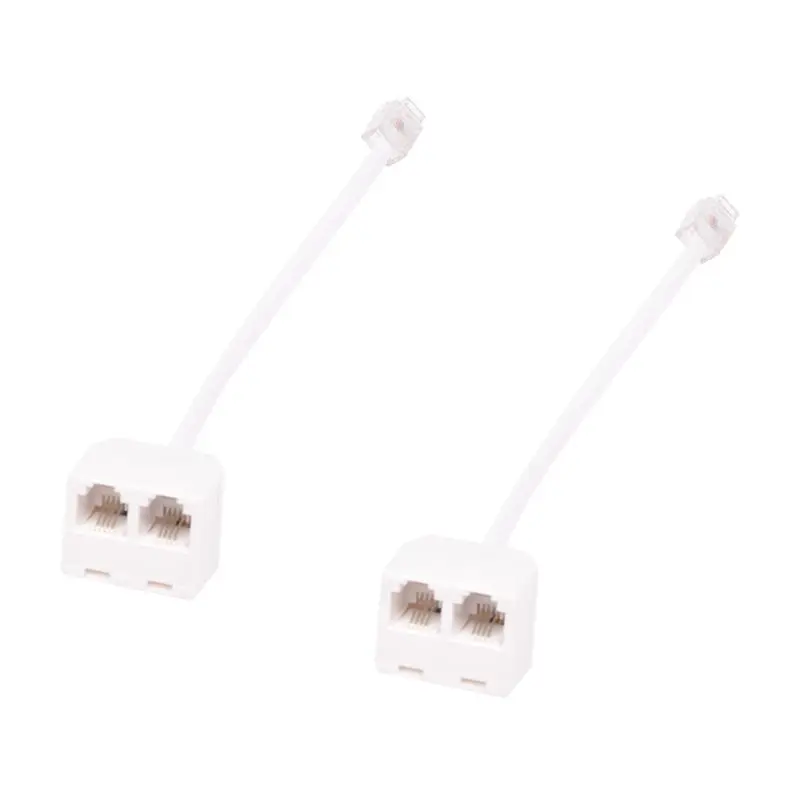 2pcs 6P4C RJ11 Dual Female to Male Telephone Cable Splitter Adapter | Электроника