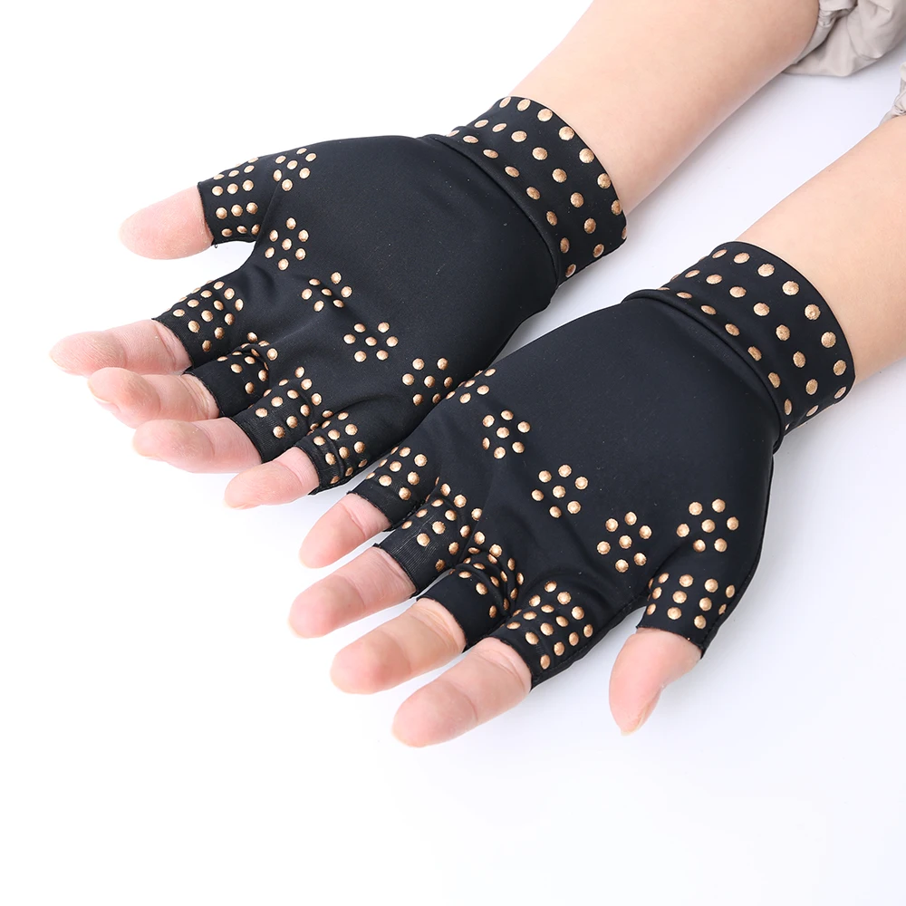 

New Magnetic Therapy Health Care Half Finger Gloves Elastic Anti-puffiness Skin Care Joints Black Fingerless Gloves