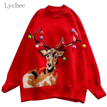 Lychee Harajuku Christmas Deer Ball Women Sweaters Casual Loose O-neck Female Jumpers Pullovers Spring Autumn Winter Lady Tops
Lychee Harajuku Christmas Deer Ball Women Sweaters Casual Loose O-neck Female Jumpers Pullovers Spring Autumn Winter Lady Tops