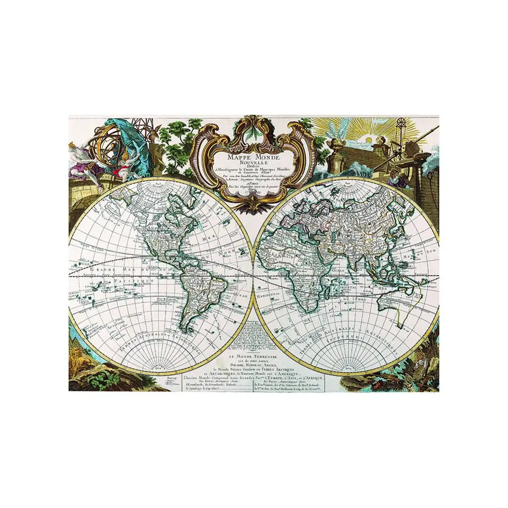 150x100cm Mappe Monde Nouvelle Medieval French Map Office Decorative Map Non-woven Waterproof Collapsible World Map
150x100cm Mappe Monde Nouvelle Medieval French Map Office Decorative Map Non-woven Waterproof Collapsible World Map