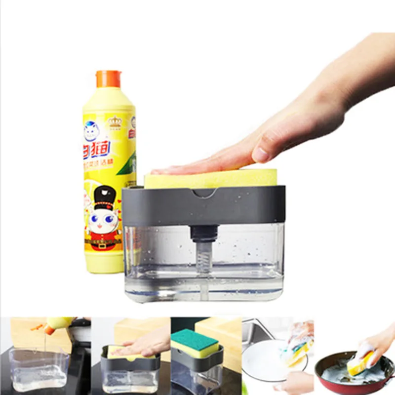 New Kitchen 2-in-1 Manual Press Liquid Soap Dispenser Washing Sponge Soap Dispenser Scouring pad dishwashing brush soap box
New Kitchen 2-in-1 Manual Press Liquid Soap Dispenser Washing Sponge Soap Dispenser Scouring pad dishwashing brush soap box
