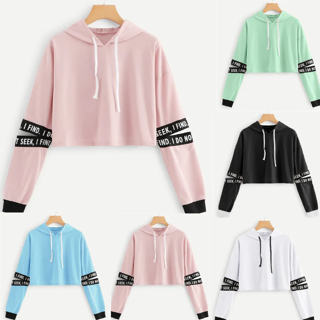 Women Crop Tops Short Sweatshirts Long Sleeve Loose Letter Print Hoodies Casual Outwear Spring Autume Pullover StreetWear tops
Women Crop Tops Short Sweatshirts Long Sleeve Loose Letter Print Hoodies Casual Outwear Spring Autume Pullover StreetWear tops