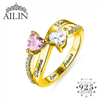 AILIN Personalized Two Heart Shaped CZ Ring For Women New Design 12 Color Birthstone Ring For Couple Special Gift For Girlfriend
AILIN Personalized Two Heart Shaped CZ Ring For Women New Design 12 Color Birthstone Ring For Couple Special Gift For Girlfriend