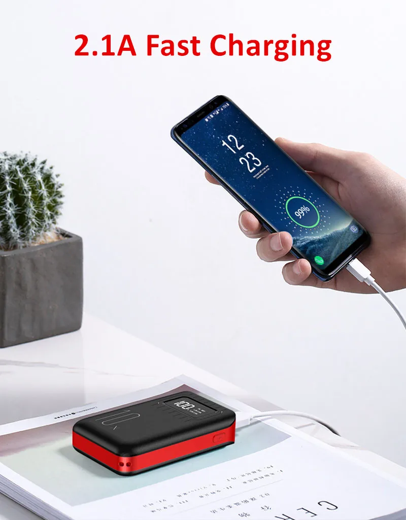 mini power bank 10000mah portable led display 2.