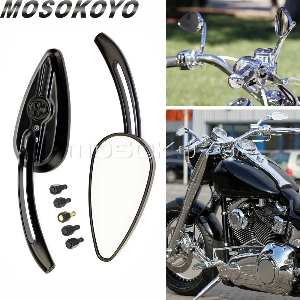 

Skull Rearview Mirrors Aluminum For Harley Touring Dyna Sportster XL 883 Softail Street Bob Cruiser Rear View Mirror Accessories