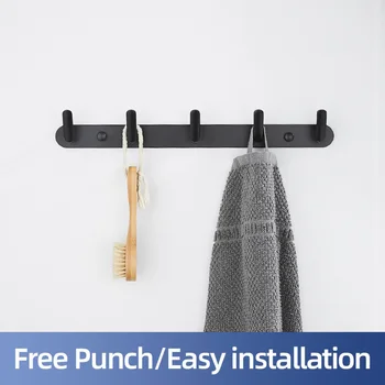 Simple black hook space aluminum non perforated bathroom closet door porch toilet household
Simple black hook space aluminum non perforated bathroom closet door porch toilet household