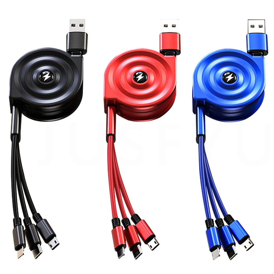 3 in 1 Retractable Micro USB Type C Cable for iPhone X XS Fast Charging Cable Data Sync USB C Cable for Huawei Xiaomi Samsung
3 in 1 Retractable Micro USB Type C Cable for iPhone X XS Fast Charging Cable Data Sync USB C Cable for Huawei Xiaomi Samsung