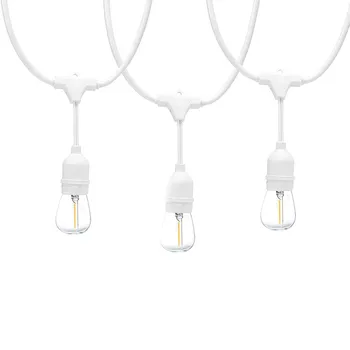 48-Foot LED Commercial Grade Outdoor String Lights with 16 Edison Style S14 LED Bulbs - White Cord for Party Wedding Lighting
48-Foot LED Commercial Grade Outdoor String Lights with 16 Edison Style S14 LED Bulbs - White Cord for Party Wedding Lighting