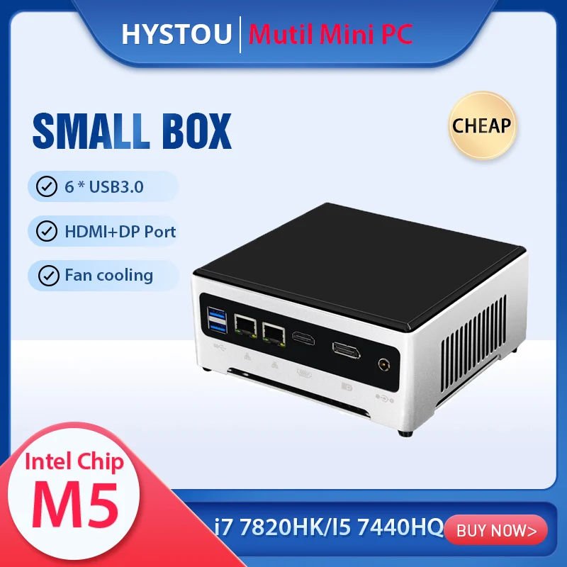 Дешевые настольные Игровые мини-ПК Intel Core i7 7820HK i5 7440HQ Dual M.2 NVME SSD HDMI DP windows10 Pro Linux