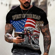T-Shirt, Short Sleeve, Men'S Round Neck, Oversized, Vintage, Summer Fashion, Highway 66, Equipped With 3d Motorcycle 
T-Shirt, Short Sleeve, Men'S Round Neck, Oversized, Vintage, Summer Fashion, Highway 66, Equipped With 3d Motorcycle