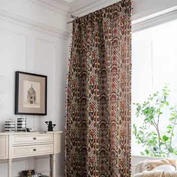 Curtain finished jacquard color geometric fringes Bohemian kitchen curtain American country window semi shading
Curtain finished jacquard color geometric fringes Bohemian kitchen curtain American country window semi shading