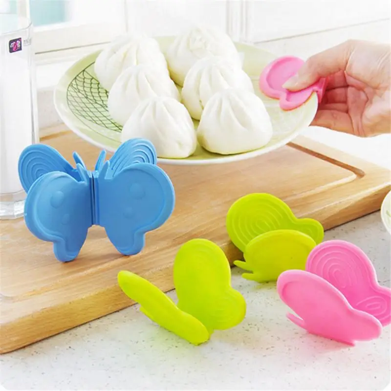 Фото 4Colors Insulated Heat Hot Plate Butterfly Clip Microwave Oven Gloves Thicken Anti-scald Kitchen Organizer Silicone Pot Clips | Дом и сад