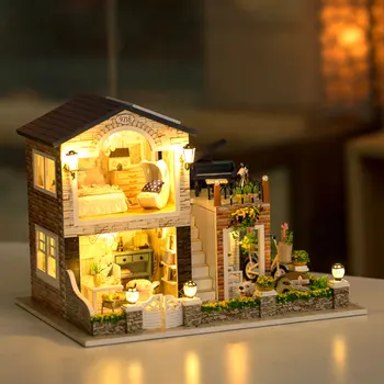 Wooden DIY Doll House Miniature Handmade Assembly Model House Toy With Light And Music Birthday Gifts Christmas Decorations
Wooden DIY Doll House Miniature Handmade Assembly Model House Toy With Light And Music Birthday Gifts Christmas Decorations