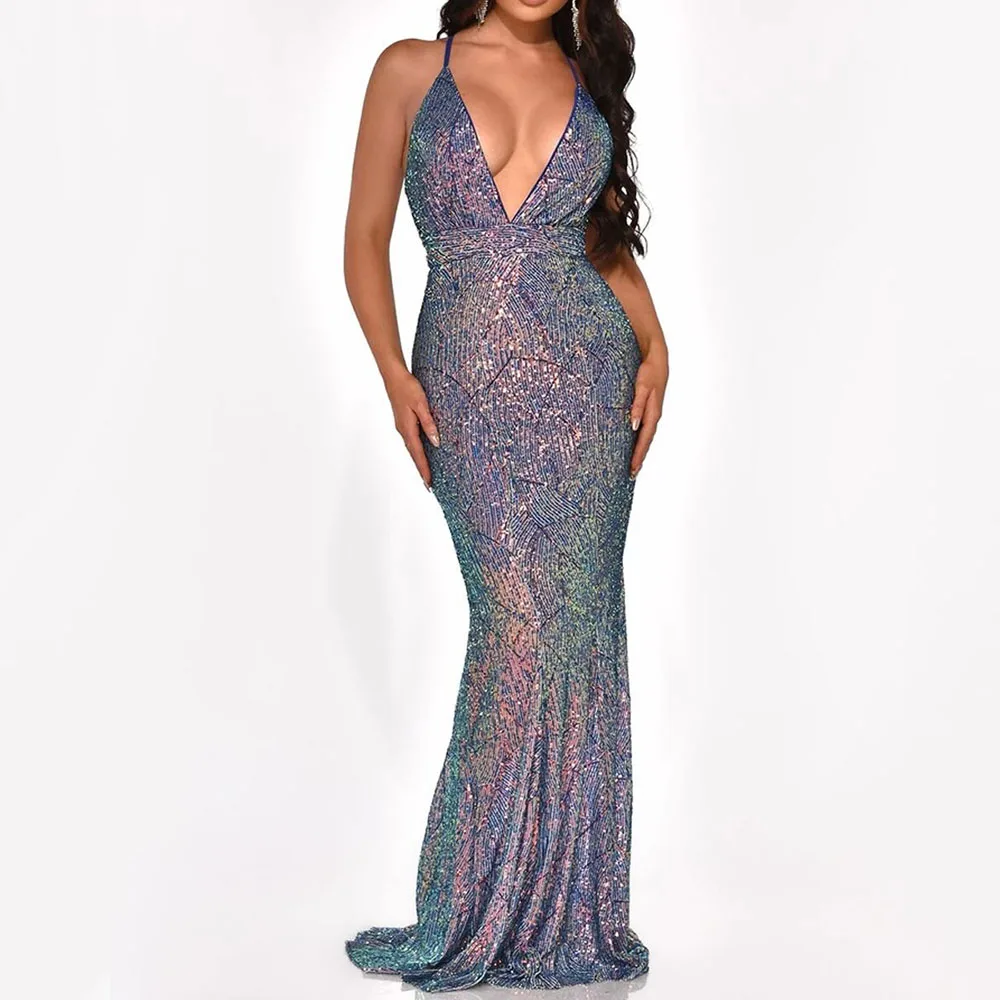 Blue Elegant Prom Dress V Neck Mermaid Sequins Spaghetti Straps Sleeveless Floor Length Women Evevning Party Prom Dresses
Blue Elegant Prom Dress V Neck Mermaid Sequins Spaghetti Straps Sleeveless Floor Length Women Evevning Party Prom Dresses