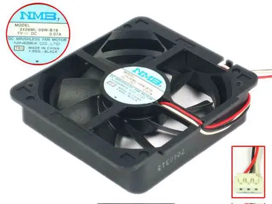 NMB-MAT 2406ML-09W-B19 TB3 DC 7V 0.07A 60x60x15 мм 3-проводной Вентилятор охлаждения сервера |