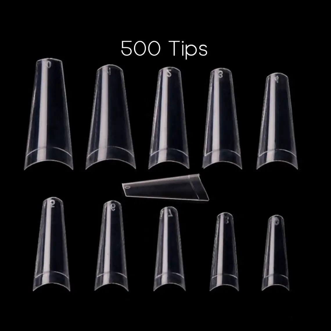 Фото 500 Straight Ballerina Clear Nail Tips French pieces set natural /Clear coffin shape nail tips 10 Sizes | Красота и здоровье