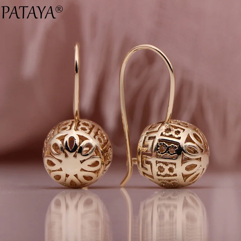 Женские ажурные сферические серьги PATAYA уникальные подвески из розового золота 585