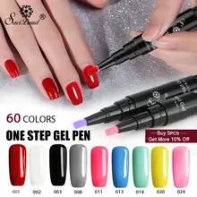 Saviland más nuevo 3 en 1 Gel esmalte de uñas pluma brillo un paso esmalte de uñas híbrido 24 colores fácil de usar UV Gel laca(China)