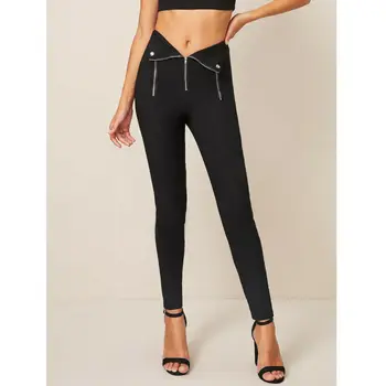 New Stylish Zipper High Waist Pencil Pants Women Fake Pocket Black Long Pants Autumn Summer Stretchable Solid Color Slim Capris
New Stylish Zipper High Waist Pencil Pants Women Fake Pocket Black Long Pants Autumn Summer Stretchable Solid Color Slim Capris