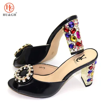 Black Color Italian Lady Sexy High Heels Pumps Decorated with Rhinestones Italian Design African Sandals Shoes for Wedding Party 
Black Color Italian Lady Sexy High Heels Pumps Decorated with Rhinestones Italian Design African Sandals Shoes for Wedding Party