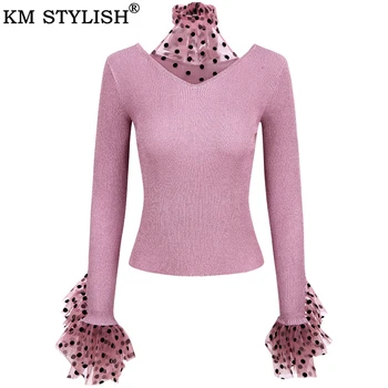 KM STYLISH Women's Mesh Stitching Sweater Purple Pink Autumn New 2019 Black Korean Flare Long sleeve v-neck Knit Pullover Tops 
KM STYLISH Women's Mesh Stitching Sweater Purple Pink Autumn New 2019 Black Korean Flare Long sleeve v-neck Knit Pullover Tops