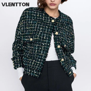 2020 Spring Autumn Vintage Plaid Tweed Jacket Women Metal Button Tassel Short Jacket Coat Female Outwear Tops Chaqueta Mujer
2020 Spring Autumn Vintage Plaid Tweed Jacket Women Metal Button Tassel Short Jacket Coat Female Outwear Tops Chaqueta Mujer