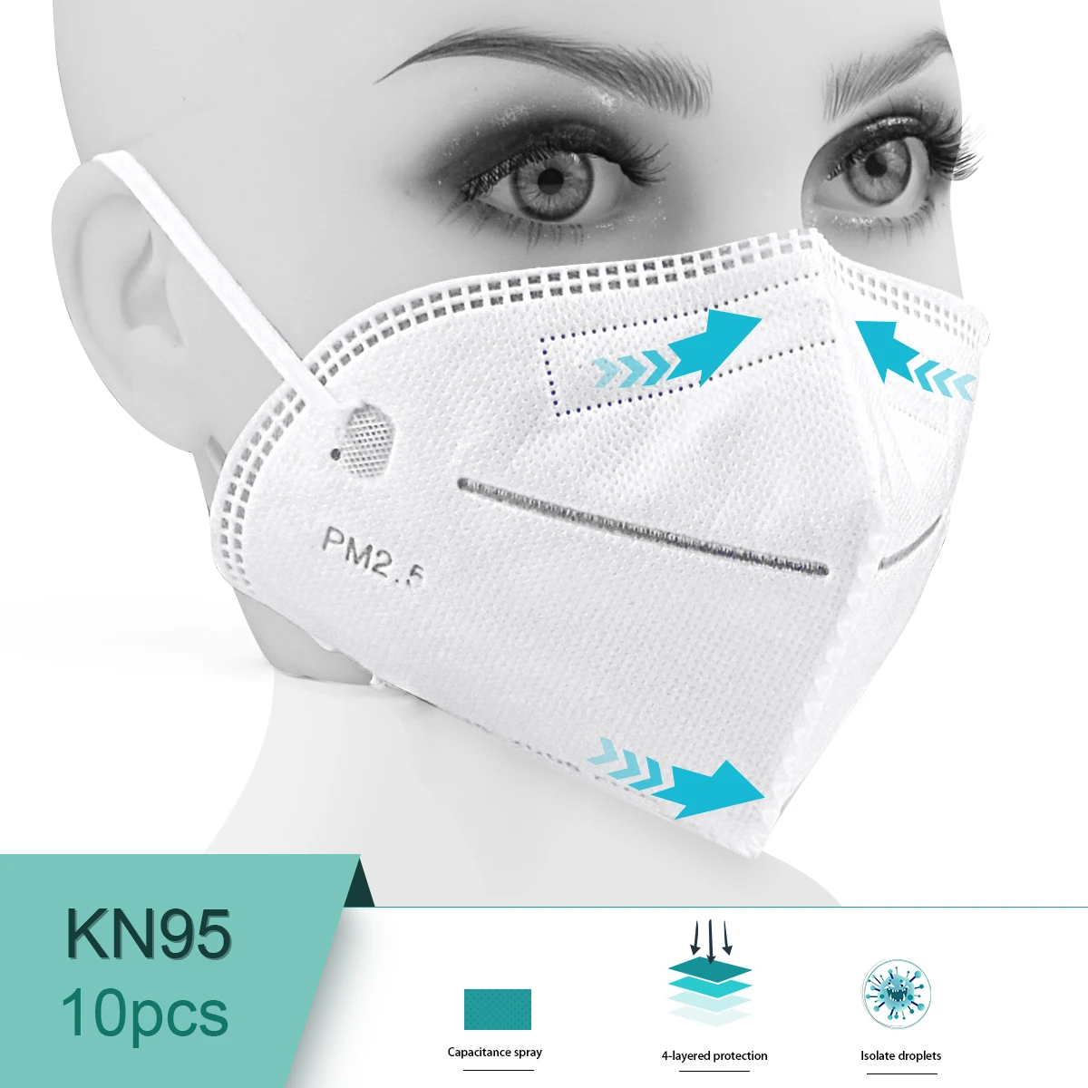 KN95 Mask Anti Dust 4-layer Disposable Protective Mask PM2.5 Dustproof 95% Filtration For Daily Life,Hospital,School
KN95 Mask Anti Dust 4-layer Disposable Protective Mask PM2.5 Dustproof 95% Filtration For Daily Life,Hospital,School