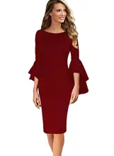 Vfemage mujeres otoño elegante de manga de campana de moda Vintage Pinup fiesta Formal cóctel Bodycon lápiz vestido de 1703(China)