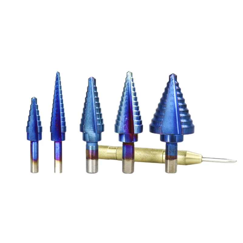 6Pcs Step Drill Bit Set Automatic Center Punch High Speed Steel Total 50 Sizes Double Cutting Blades Design with Aluminum Case
6Pcs Step Drill Bit Set Automatic Center Punch High Speed Steel Total 50 Sizes Double Cutting Blades Design with Aluminum Case