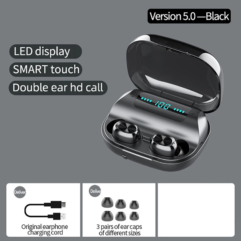 TWS Bluetooth Earphone 5.0 Wireless Headphones Touch Control HD Stereo Mini True Wireless Earbuds with Mic 1200 mAh Phone Holder
TWS Bluetooth Earphone 5.0 Wireless Headphones Touch Control HD Stereo Mini True Wireless Earbuds with Mic 1200 mAh Phone Holder