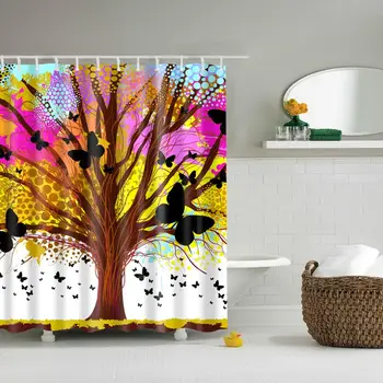 Waterproof Thicken Polyester 3D Shower Curtain Doodle Colored Tree Butterfly Mildew Proof Bath Tub Curtain with 12 pcs Hooks
Waterproof Thicken Polyester 3D Shower Curtain Doodle Colored Tree Butterfly Mildew Proof Bath Tub Curtain with 12 pcs Hooks