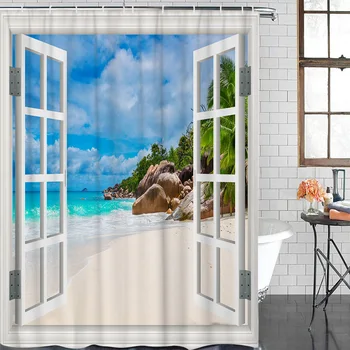 Window Sea View Coconut Tree Sand Shower Curtain Waterproof Bathroom Shower Curtain With Hook Accessory Bathroom Accessories
Window Sea View Coconut Tree Sand Shower Curtain Waterproof Bathroom Shower Curtain With Hook Accessory Bathroom Accessories