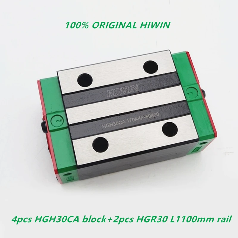 

100% Original HIWIN 4pcs HGH30CA linear carriage block + 2pcs Linear guide HGR30 -1100mm rail For CNC