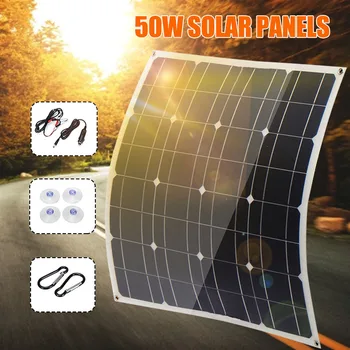 

50W Flexible Solar Panel DC USB 12V Monocrystalline Solar Cells Solar Panel for Car RV Yacht Battery Boat Charger 55x53cm