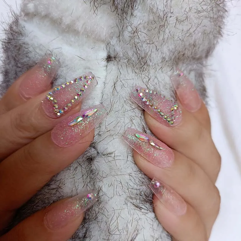 New high-end fashion handmade crystal diamond long pointed fake nails 24pcs sexy Love
New high-end fashion handmade crystal diamond long pointed fake nails 24pcs sexy Love