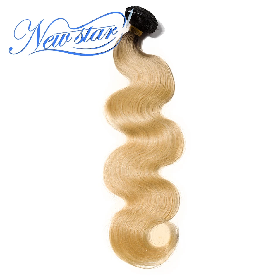 

New Star Brazilian Black Roots Blonde Body Wave One Bundles 12-30Inch T1b/613 Extensions 100% Remy Human Hair Weaving