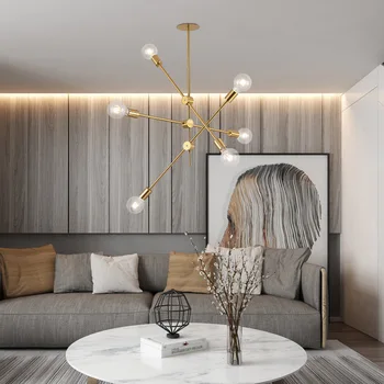 Brushed Brass Sputnik Chandelier Lighting Fixtures Home LED Modern Metal Ceiling Lamps Nordic Postmodern Hanging Lamp Lustre
Brushed Brass Sputnik Chandelier Lighting Fixtures Home LED Modern Metal Ceiling Lamps Nordic Postmodern Hanging Lamp Lustre