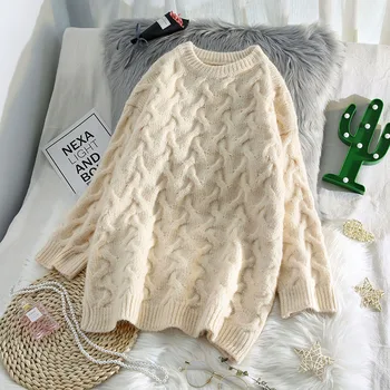 new design twisted knitted women sweater and pullovers solid loose casual lady pulls outwear coat tops
new design twisted knitted women sweater and pullovers solid loose casual lady pulls outwear coat tops
