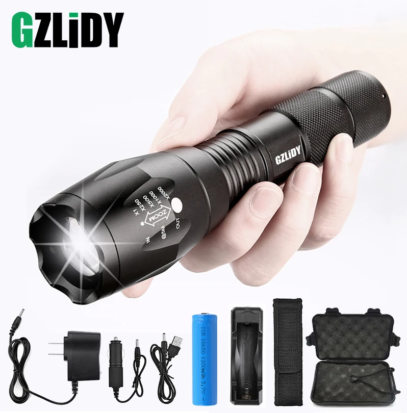 Super Bright LED Tactical Flashlight 5 Modes T6 / L2 / V6 Waterproof Torch Zoom Camping Light Using 18650 Battery with Gifts
Super Bright LED Tactical Flashlight 5 Modes T6 / L2 / V6 Waterproof Torch Zoom Camping Light Using 18650 Battery with Gifts
