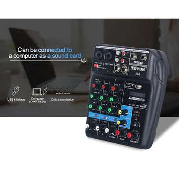 DJ disco 4-Channel BT Sound Mixing Console Digital Audio Mixer Built-in Reverb Effects for Recording Network Live Broadcast 
DJ disco 4-Channel BT Sound Mixing Console Digital Audio Mixer Built-in Reverb Effects for Recording Network Live Broadcast